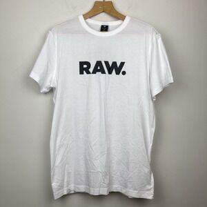G - STAR RAW BLACK LOGO WHITE SHIRT - NEW MEN'S SIZE Medium